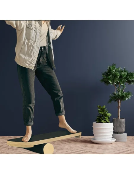 Lipstore Planche d'Équilibre en Bois Pratique d'Équilibre Exercice Adultes Rocker Entraînement de Base