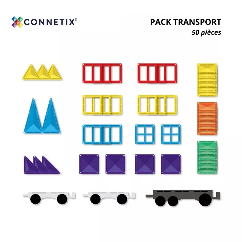 contenu pack Connetix transport 50 pièces