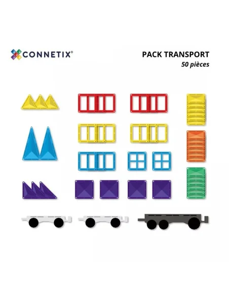 contenu pack Connetix transport 50 pièces