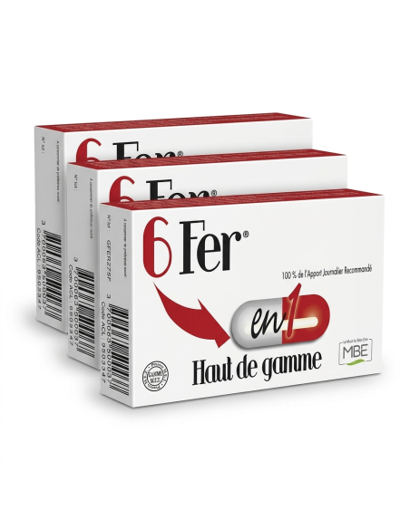 6 Fer en 1 MBE 60 gelules six sels de fer lot de trois