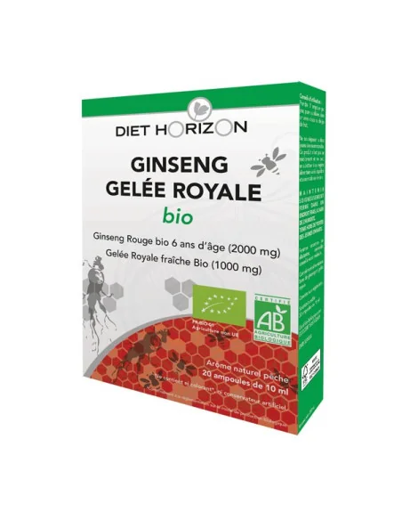 Ginseng et gelée royale bio 20 amp - Vitalité Diet Horizon