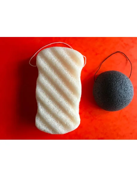 2 Esponjas de Konjac para la cara y el cuerpo 100% fibras naturales