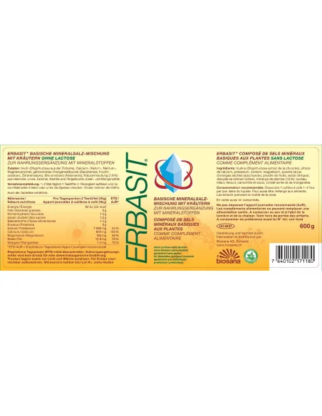 Compuestos minerales sin gluten, lactosa, proteína - 600g - Biosana