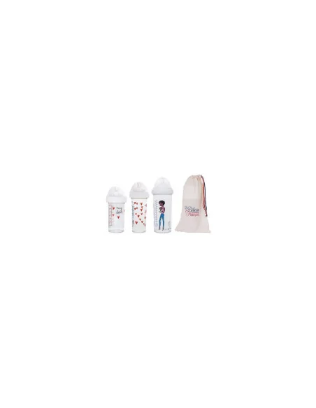 Maman Afro (13 Oz) + 2 biberons 210 ml My love et Coeurs (7 Oz)