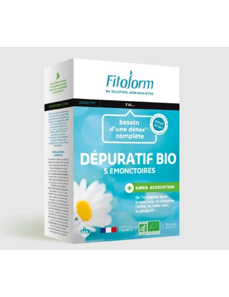 Dépuratif 15 plantes bio 20 ampoules - Cure détox Fitoform